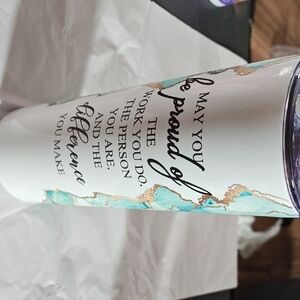 Inspirational White and Teal Tumbler